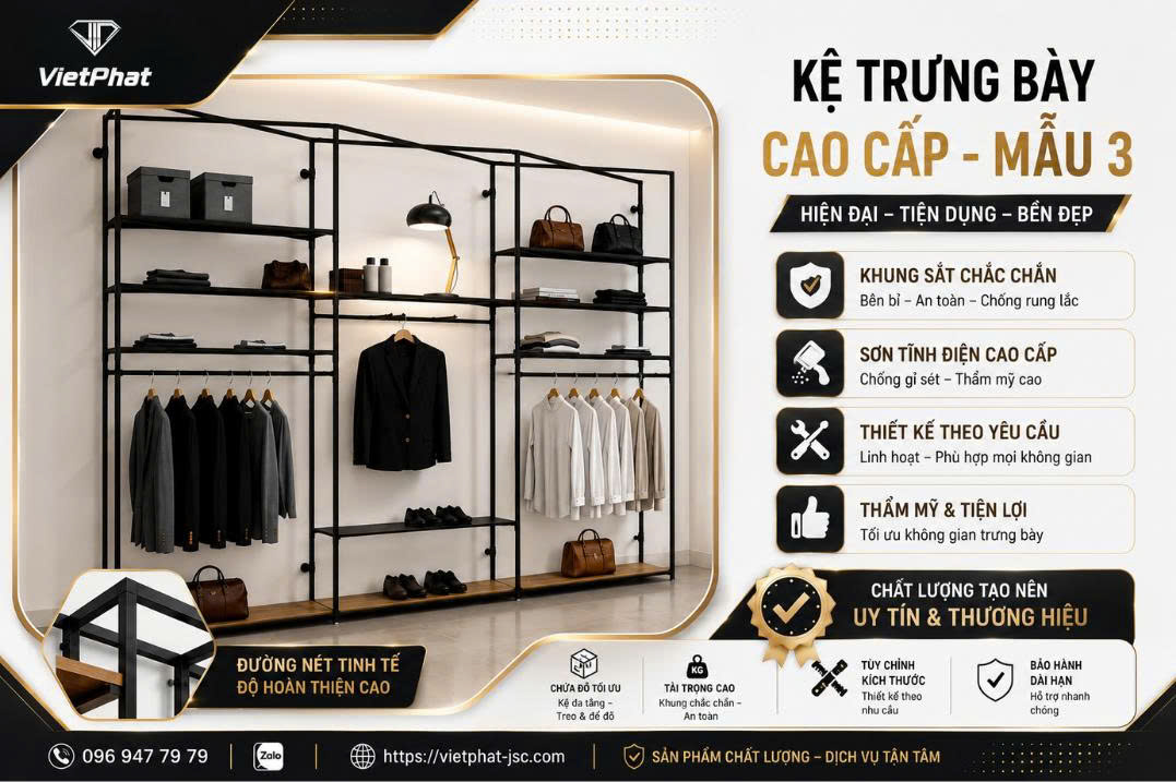 KỆ TRƯNG BÀY CAO CẤP – MẪU 3 | NÂNG TẦM KHÔNG GIAN SHOP