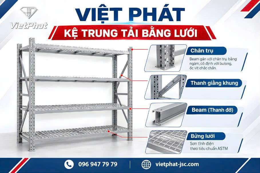 KỆ TRUNG TẢI BẰNG LƯỚI – GIẢI PHÁP LƯU TRỮ BỀN VỮNG, TỐI ƯU KHÔNG GIAN